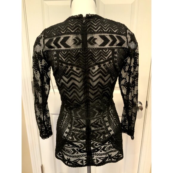 Isabel Marant x H&M Black Sheer Lace W/ Geometric Pattern Shirt , Size 4 - Picture 7 of 10